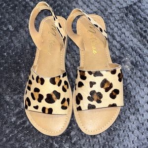 Leopard flat sandals size 7